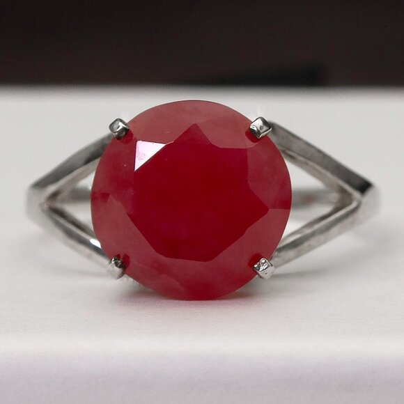 Natural Faceted Rhodonite "Stone Of Love" Sterling Silver Ring, Size 7.5 - Picture 1 of 7
